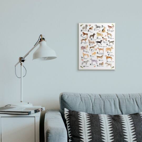 Stupell Industries Chic Alphabet of Dogs with Floral Detail Wall Art